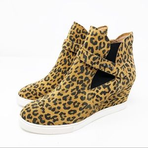 Linea Paolo Freshton Wedge Sneaker Bootie Leopard